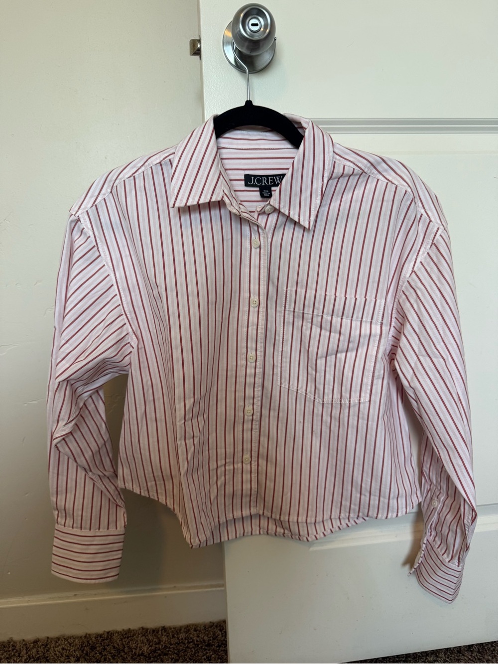 J.Crew Striped Button-Down Shirt in White Pink & Red SZ XXS
